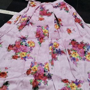 Cute Pink Skirt With Multicolored Flower Print