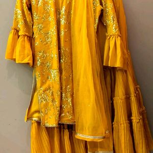 Yellow Sharara Set With Dupatta.