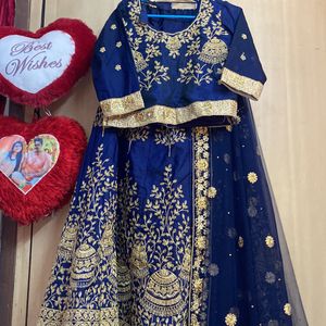 Royal Blue Silk Heavy Embroiled Lehanga