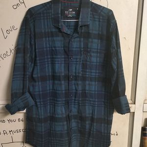 Navy Blue Cotton Checkerd Shirt