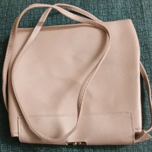 Vintage Baby Pink Genuine Leather Korean Sling Bag