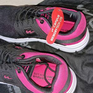 Black And Pink Campus Women's Running Shoes