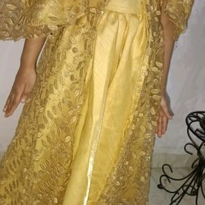 Golden Shrug With Frock