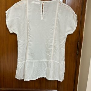 White Cute Top With Frill (🍀Rs.30 Off)