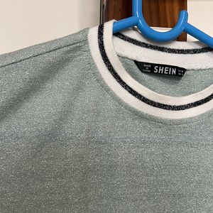 Shein - Aqua Blue Shimmer T-shirt