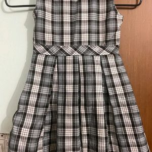 Checked Grey Frock With Concealed Zipper