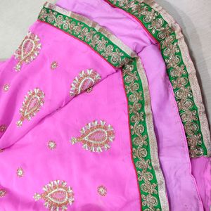 Pink Saree With Blouse