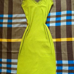 Zara Lime Ribbed Midi