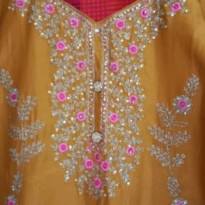 Beautiful Turmeric Yellow Coloured Patiyala Suit