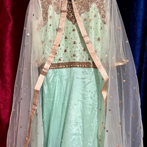 long floor length gown for party with dupatta