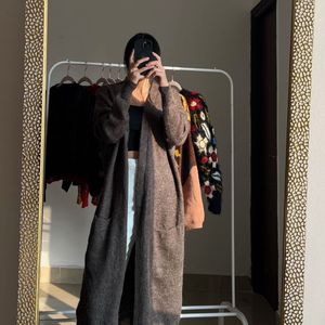 Brown Cashmere Long Cardigan