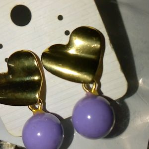 Trendy Golden Heart With Pearl Drop Korean Earring