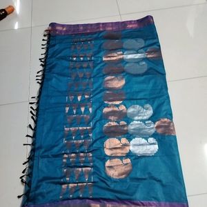 Peacock Blue Soft Silk Saree...