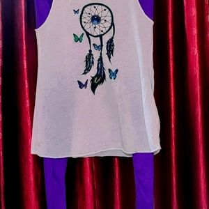 Combo Dreamcatcher Pink Top With Free Leggings