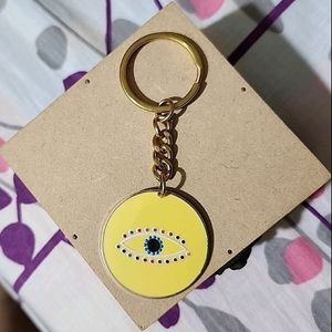 Yellow Evil Eye Handmade Earring