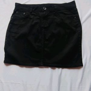 Black Denim Mini Short Skirt