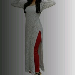 Ankle Length Kurti Round Neck Colour White