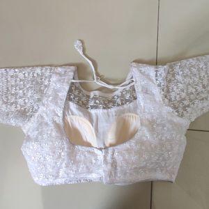 White Chikankari Padded Blouse