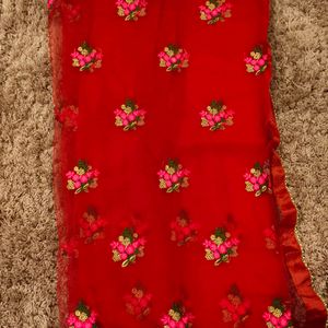 Red Colour Net Saree