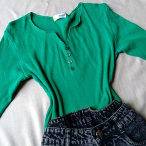 Both Green Bodycon Top And Straight Fit jeans