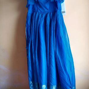 Blue Streching Long Gown Dress