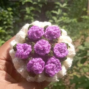 Handmade Crochet Purple Roses Bouquet