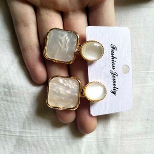 White Marble Earrings