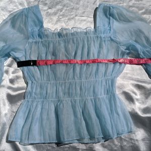 Women Organza Corset Shaped Ocean Blue Top