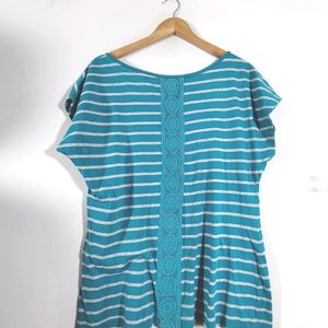 Cyan With White Striped Top (Women's)