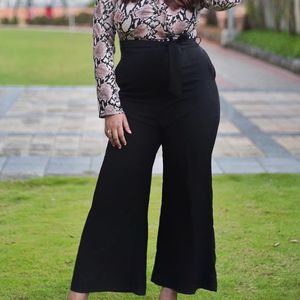 Kassually Animal Printed Black Jumpsuit