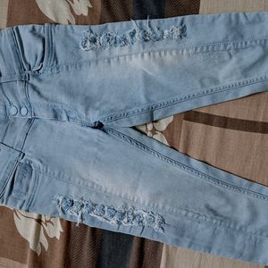 Light Blue rugged Half Jeans