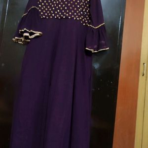 Purple Ethnic Party Wear Long Gown For 42 Bust