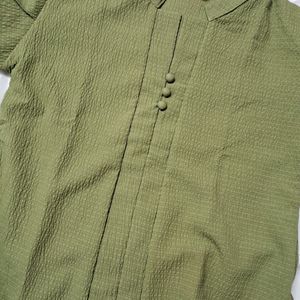 OLIVE BALLOON SLEEVE TOP