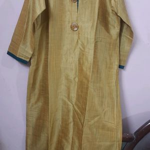 Beautiful Mustard Cotton Silk Kurta