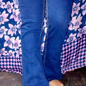 Dark Blue Bell Bottom Jeans For Women