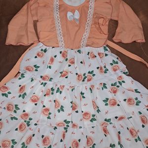 Grange Nd White Combo Colour BABY FROCK