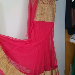 Pink Embroidered Net Anarkali