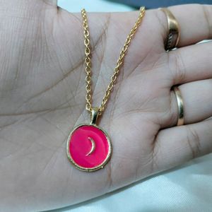 Pink Charm With Golden Chain