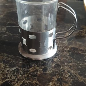 Coffee Or Tea Glass With Stainless Steel Base