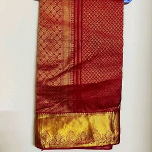 7k Fixed Red Color Kanchi Pattu Saree(No Blouse)