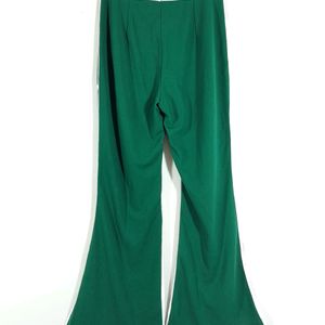 Green Casual Flared Trousers (Women's)