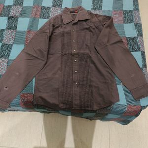 Dark Brown Printed Shirt - Regular Fit