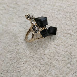 Black Rose Flower Ring