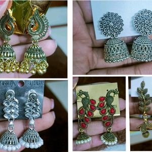 Combo Oxidised Jhumkas