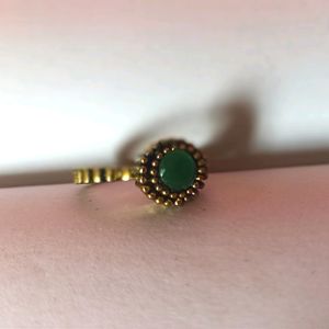 Green Kundan Ring