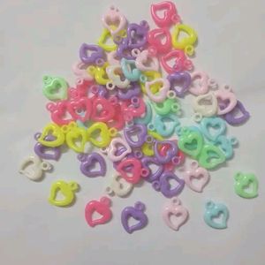 Plastic Heart Charms 50 Pcs