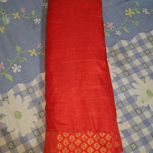 Red Saree With Blouse Piece