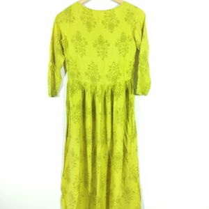 Vishudh Yellow Printed Round Neck Kurta (Wom