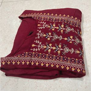 Beautiful Maroon Embroidered Ankle Length Kurta