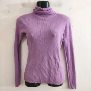 Lavender Fine Knit High Neck Sweatshirt ( Women)